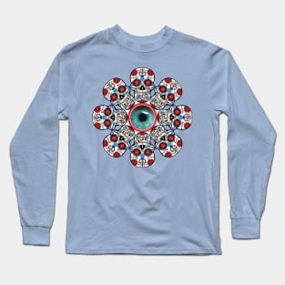 Skull and eye flower. A beautiful design made of skulls and a blue eye. Long Sleeve T-Shirt